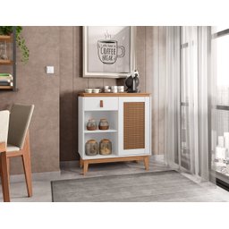 Aparador Café com 01 Gaveta Rubi Branco com Noce - Casa D - 2