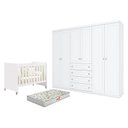 Ver imagem 1 de Berço Americano Evolution 4 em 1 Branco Acetinado e Guarda Roupa Casal Americano 6 Portas Branco HP 