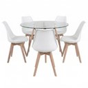 Ver imagem 2 de Mesa Eames Vidro 110cm + 5 Cadeiras Saarinen Wood - Seat&Co
