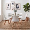 Ver imagem 1 de Mesa Eames Vidro 110cm + 5 Cadeiras Saarinen Wood - Seat&Co