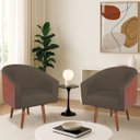 Ver imagem 1 de Kit 2 Poltronas Jade Decorativa Moderna Sala de Estar Quarto Escritório Conforto Pés Palito Corano N