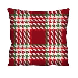 Capa de Almofada Decorativa Xadrez Vermelho 100% Algodão para Sofá - 45x45cm - 1