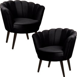 Kit Duas Poltronas Pétalas em Sued Premium Preto - 1