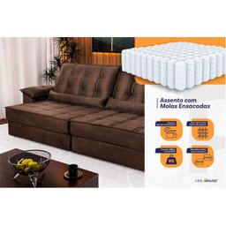 Sofá Retrátil Reclinável 300cm Ascari Suede Velut com molas Ensacadas - King House - 4