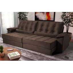 Sofá Retrátil Reclinável 300cm Ascari Suede Velut com molas Ensacadas - King House - 2