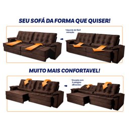 Sofá Retrátil Reclinável 300cm Ascari Suede Velut com molas Ensacadas - King House - 5