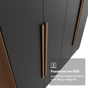 Ver imagem 7 de Guarda-Roupa Solteiro com Pés 4 Portas Batentes Rustic/Preto/Rustic Venus Madesa