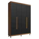 Ver imagem 3 de Guarda-Roupa Solteiro com Pés 4 Portas Batentes Rustic/Preto/Rustic Venus Madesa