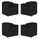 Ver imagem 1 de Kit 04 Cadeira Poltronas Decorativas Sala de Espera Clinica Cor:preto