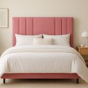 Ver imagem 2 de Cabeceira Queen Estofada Cama Box 160 Cm Moderna Veludo Frame:rosa