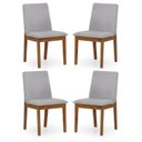 Ver imagem 1 de Kit 4 Cadeiras para Sala de Jantar Estofada Madeira Maciça Cecília Bege/Off White