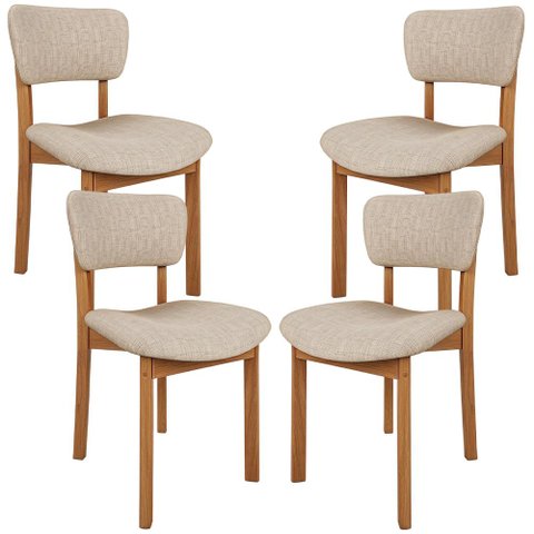 Kit 04 Cadeiras para Sala de Jantar Cozinha Living Estofada Dara L02 Suede Bege - Lyam Decor
