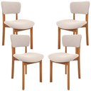 Ver imagem 1 de Kit 04 Cadeiras para Sala de Jantar Cozinha Living Estofada Dara L02 Suede Bege - Lyam Decor