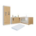 Ver imagem 1 de Quarto de Bebê Completo Berço Americano 3 em 1 Colchão Pirulito Multimóveis Mp4641 Branco/