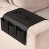 Kit 2 Bandejas Esteira para Braço de Sofá de Couro Preto com Porta Controle - 2