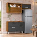 Ver imagem 1 de Cozinha Compacta 100% MDF 4 Portas 3 Gavetas Princesa Freijo / Grafite Nesher