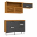 Ver imagem 2 de Cozinha Compacta 100% MDF 4 Portas 3 Gavetas Princesa Freijo / Grafite Nesher