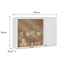 Ver imagem 3 de Armário Aéreo P/ Cozinha Bella 2600 C/ 3 Portas (2 C/ Vidro) 120cm Nogal/cinza - Carraro
