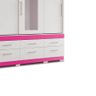 Guarda-roupa Matinhos 3 Portas de Correr C/ 6 Gavetas C/ Espelho C/ Pés Branco / Fúcsia Flex OOL San - 4