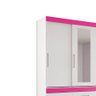Guarda-roupa Matinhos 3 Portas de Correr C/ 6 Gavetas C/ Espelho C/ Pés Branco / Fúcsia Flex OOL San - 2