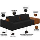 Ver imagem 4 de Sofá Ilha Modular para Sala 252cm com Puff Dublin K01 Veludo Preto Sintético Caramelo - Lyam Decor
