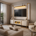 Ver imagem 1 de Conjunto Juquehy Rack Painel Tv Sala Estar com Led Orgânico Mdf:naturalle/off White