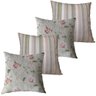 Kit 4 Capa de Almofada Impermeável Estampa Digital 43cmx43cm Havana Floral Romântica e Listrada - 1