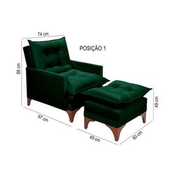Poltrona Cadeira Reclinável Munique 181 Império Veludo - 3