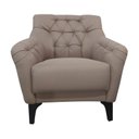 Ver imagem 4 de Poltrona Decorativa com Tachas e Pés de Madeira Linho Bege Escuro Shaula Larbelle