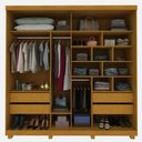 Ver imagem 2 de Guarda-Roupa Ares Ripado 2 Portas com Espelho e Pés Off White/Naturale Gelius
