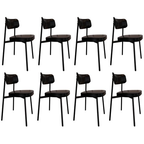 Cadeira de Jantar Estofada Kit 8 Ella M25 Sintético Preto - Mpozenato