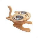Ver imagem 3 de Mesa Comedouro Pet para Gatos com Dois Bowls Inox:marrom-claro