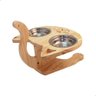 Mesa Comedouro Pet para Gatos com Dois Bowls Inox:marrom-claro - 4