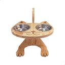 Ver imagem 1 de Mesa Comedouro Pet para Gatos com Dois Bowls Inox:marrom-claro