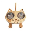 Ver imagem 2 de Mesa Comedouro Pet para Gatos com Dois Bowls Inox:marrom-claro