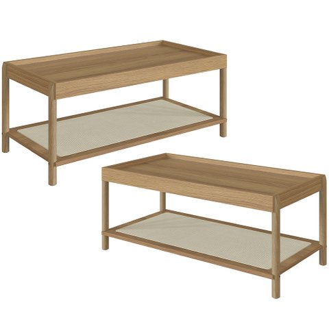 Kit 02 Mesas de Centro para Sala de Estar Pés Madeira Moss A03 Hanover Roble - Lyam Decor