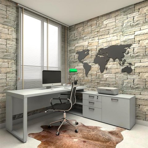 Mesa de Escritório Diretor em L Industrial 170cm Pés Metal