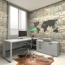 Ver imagem 1 de Mesa de Escritório Diretor em L Industrial 170cm Pés Metal