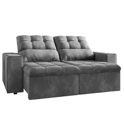 Sofá Retrátil e Reclinável 3 Lugares 2,0m Veludo Malibu Selmer Cinza - 1