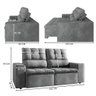 Sofá Retrátil e Reclinável 3 Lugares 2,0m Veludo Malibu Selmer Cinza - 3