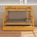 Ver imagem 2 de Treliche Casal com Cama Auxiliar Solteiro de Madeira Maciça com Grade de Proteção e Escada Cor Mel