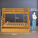 Ver imagem 6 de Treliche Casal com Cama Auxiliar Solteiro de Madeira Maciça com Grade de Proteção e Escada Cor Mel