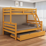 Treliche Casal com Cama Auxiliar Solteiro de Madeira Maciça com Grade de Proteção e Escada Cor Mel - 1