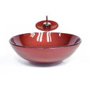 Ver imagem 1 de Cuba Redonda 42cm Vermelho Cereja+Valvula+Torneira Cascata
