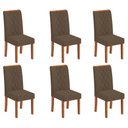 Ver imagem 1 de Conjunto Kit com 6 Cadeiras de Jantar Estofadas Ayla MDF Freijó Linho Canela DJ Móveis
