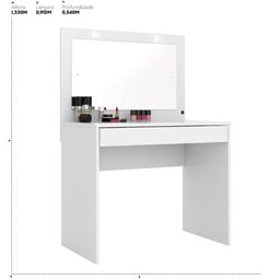 Camarim Penteadeira com Led 1 Gaveta Atraente - Branco - 2