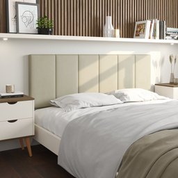 Cabeceira Casal Queen Estofada Para Cama Box Luxo 1,6m: Bege - 1