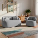 Ver imagem 1 de Namoradeira e Poltronas Orgânica Chloe Boucle Cinza com Almofada Plumante - Arkell