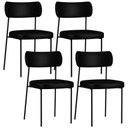 Ver imagem 1 de Kit 04 Cadeiras Decorativas Estofadas para Sala de Jantar Melina F01 Couríssimo Preto - Lyam Decor