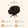 Poltrona Decorativa Pillow Top com Base Giratória Veludo Califórnia Marrom Café - 4